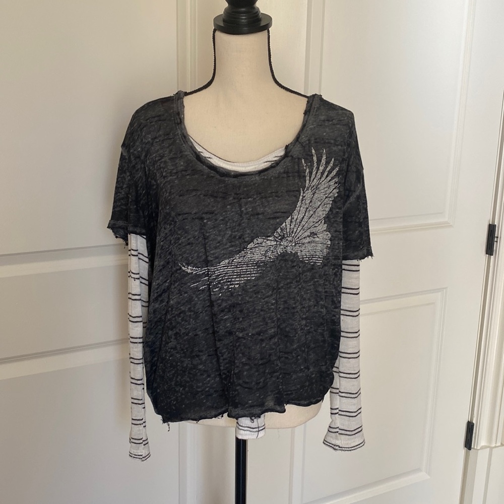 We The Free Women's Slouchy Burnout Long Sleeve Shirt Size Small